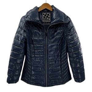 New Big Chill Freestyle Navy Blue Quilted Puffer Jacket Zip Pockets Size S